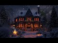 Cozy Winter House Ambience at Night with Relaxing Campfire, Wind Sounds for Sleep