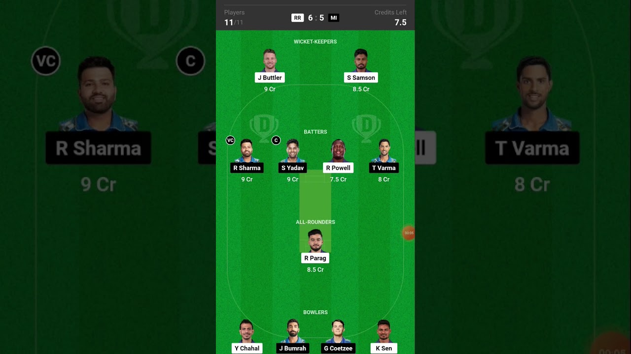 RR VS MI dream11 SL GL best prediction analysis and tips 