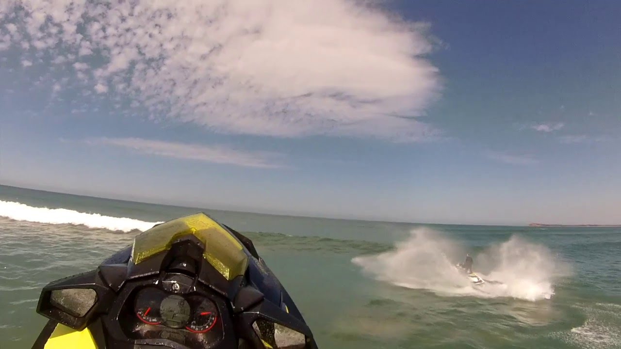 Jet skiing jumpin waves, stacking and messing round off Ocean Grove