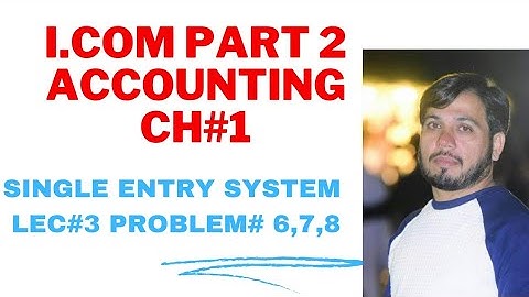 Lec # 3| Ch # 1| Single Entry system problems 6,7 and 8| Accounts from incomplete records |i. com2|