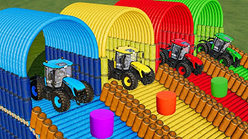 GARAGE OF COLORS! TRANSPORTING & HAY BALING WITH JCB TRACTORS! Farming Simulator 22