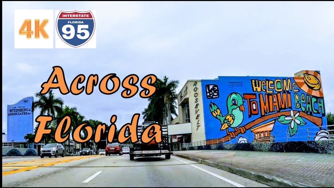 4K Drive | West Palm Beach To South Beach Miami | I-95 | Relaxing Music