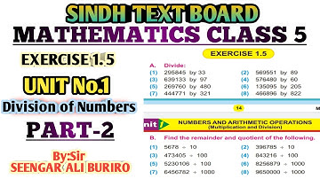 Division of Numbers | Exercise 1.5 Math class 5 | Part-2 Exercise 1.5 | Mathematics class 5