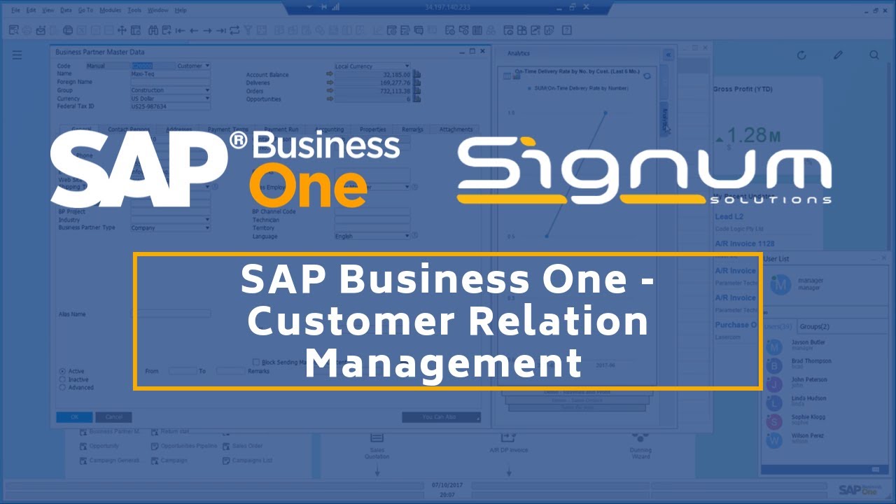 SAP Business One Customer Relation Management - YouTube