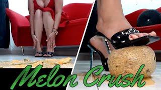 food Crush crushing Heels  melon fruit with metal high heels lets press the juice out feet barefeet