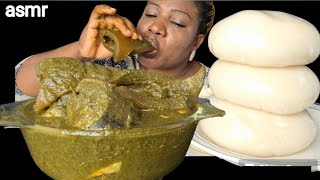 African food mukbang/ black soup and fufu/ Nigeria food ASMR