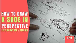 How to draw a sneaker shoe in 3D perspective ( The express Live Demo in Madrid )