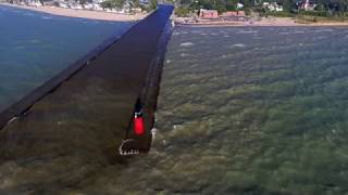 Southwest Wind and Waves at South Haven MI: Drone View (minimal editing)