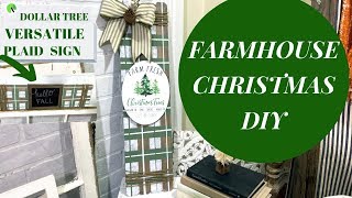 FARMHOUSE CHRISTMAS DIY- DOLLAR TREE-VERSATILE PLAID SIGN