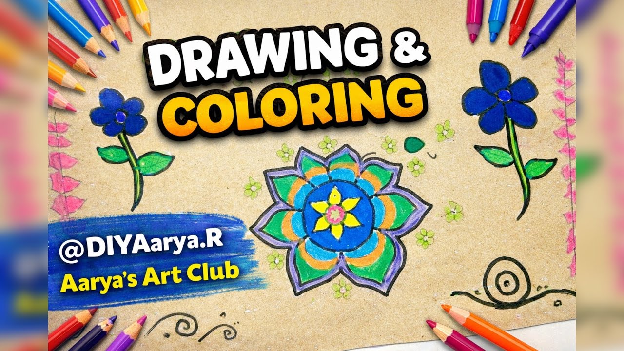 Easy Flower Drawing & Coloring for Kids 🌸 | Step-by-Step Art Tutorial | Aarya’s Art Club 
