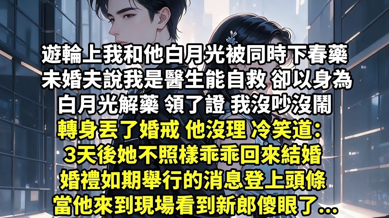 遊輪上我和他白月光被同時下春藥 未婚夫說我是醫生能自救 卻以身為白月光解藥 領了證 我沒吵沒鬧 轉身丟了婚戒 他沒理 冷笑道：3天後她不照樣乖乖回來結婚 婚禮如期舉行的消息登上頭條 當他來到【