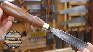 200year old carving gouge restoration | Making a traditional turned chisel handle with hand tools