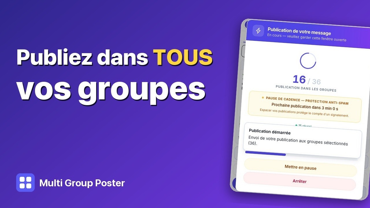 Vidéo tutoriel MultiGroupPoster : publier dans plusieurs groupes Facebook en même temps