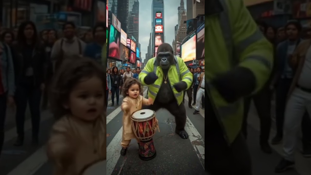 Baby Dhol Meets Gorilla Bollywood Dance in Times Square! 🤯💃🥁