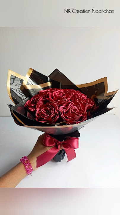 DIY Satin Ribbon Rose Bouquet | Rose Flower Bouquet #shorts #bouquet #rose #flowers