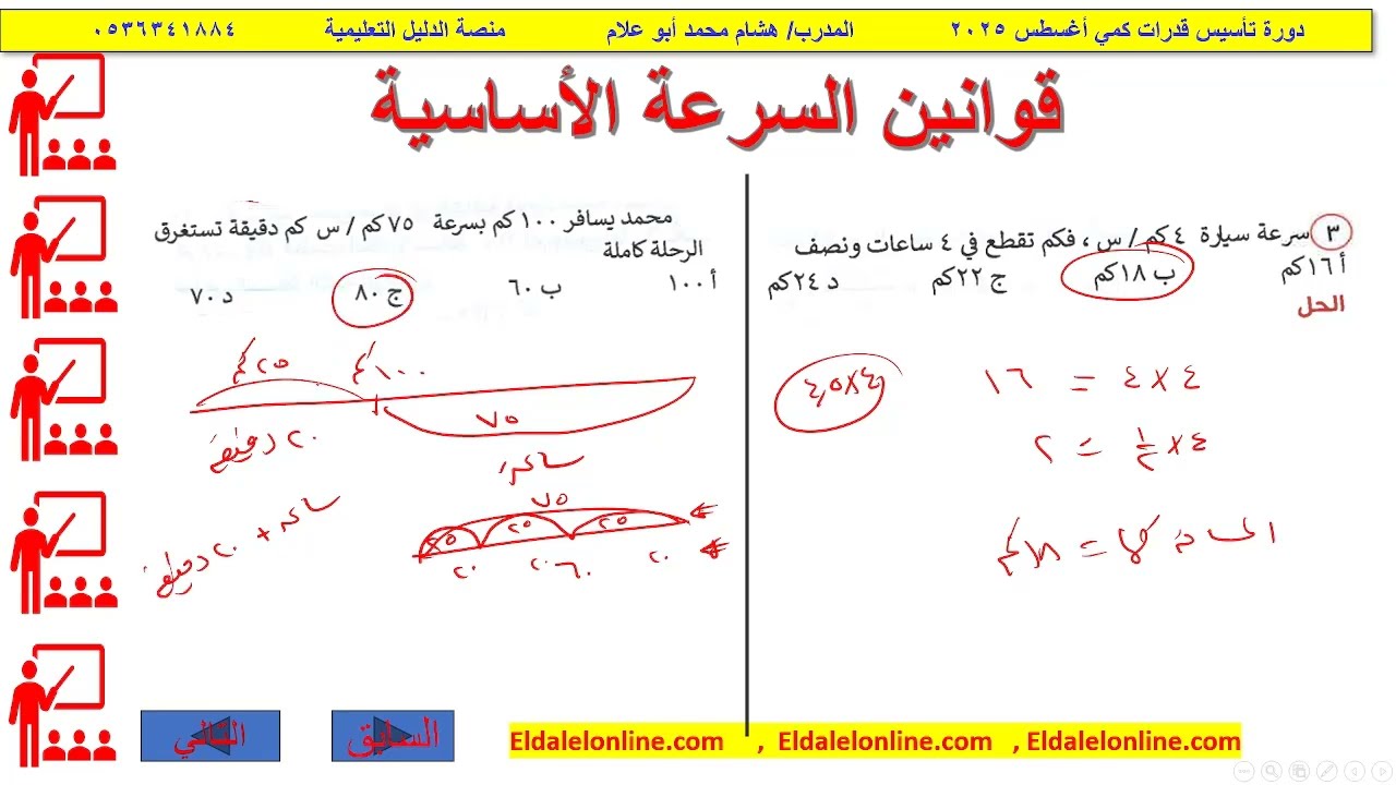 قوانين السرعة الاساسية /دورة تأسيس القدرات كمي/منصة الدليل التعليمية/ eldalelonline.com