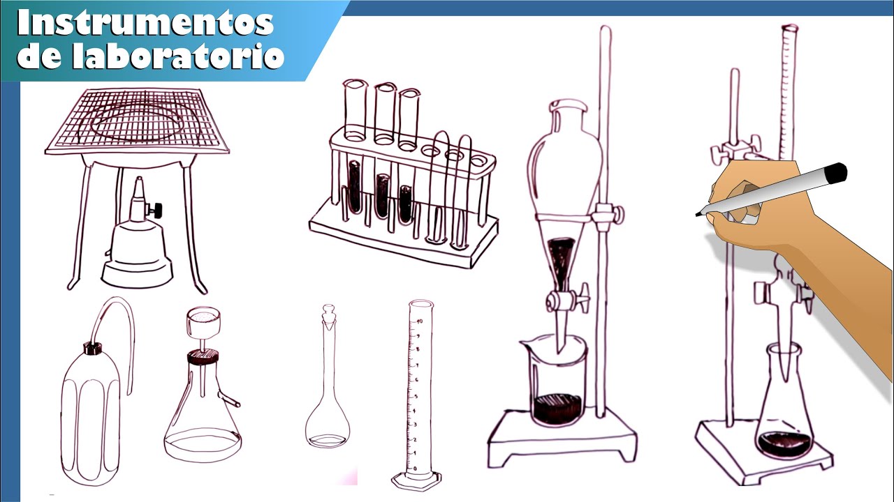 Cómo dibujar los instrumentos de laboratorio de experimentación química  física 1/2 - YouTube