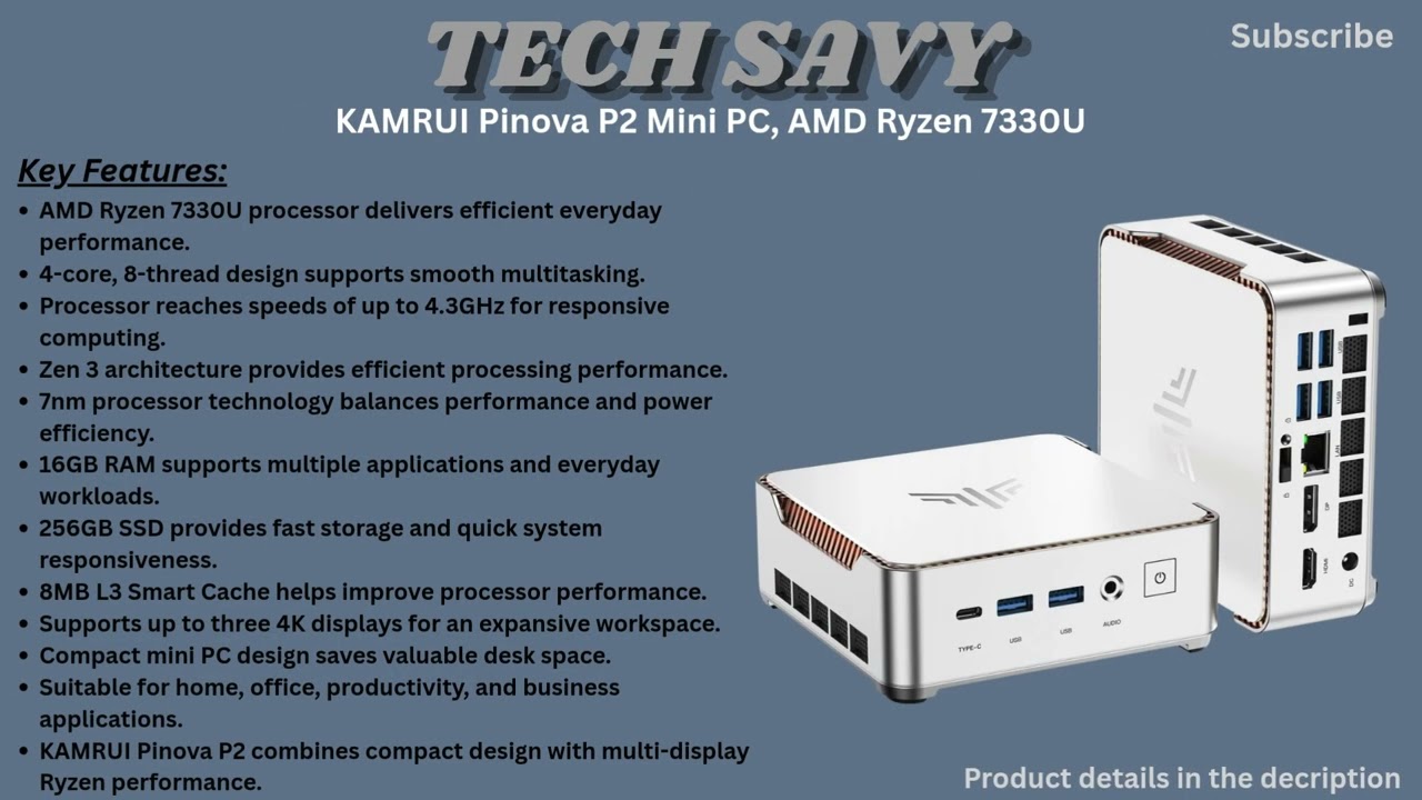 KAMRUI Pinova P2 Mini PC Review – Ryzen 7330U, 16GB RAM, 256GB SSD