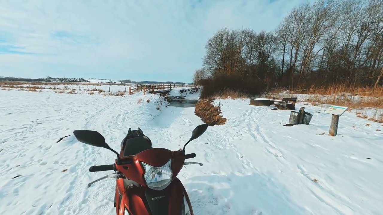 Wieder ein eiskalter Morgen - Mit dem Roller mitten in der Natur