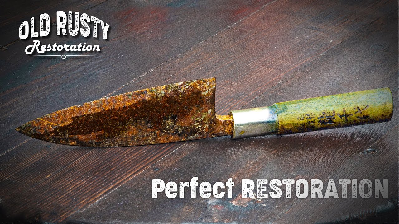 Perfect Japanese knife restoration. /Old Rusty Deba Knife / YouTube