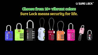 SURE LOCK TSA Compatible Travel Luggage Locks, Inspection Indicator, Easy Read Dials
