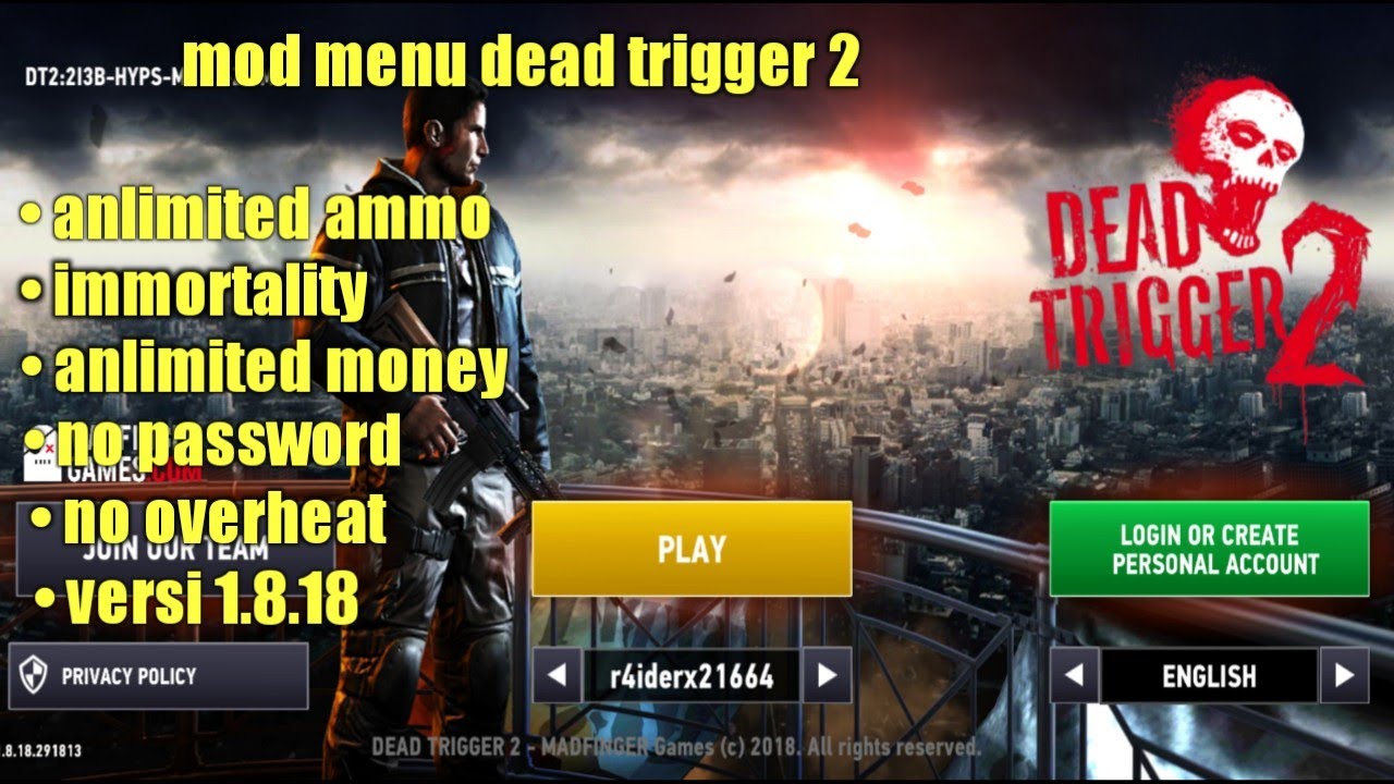 mod menu dead trigger 2 versi 1.8.18 no password YouTube