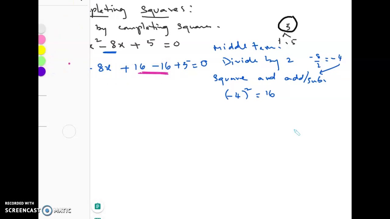 Solving Quadratic Equations by completing Squares - YouTube