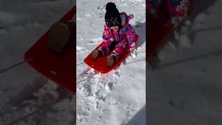 First time sledding. So excited 🤩😁😁😁 #snow #sledding #cutelaugh