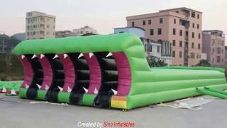 15x6m kids N adults interactive inflatable tunnel obstacle course with 4 lane for outdoor activities