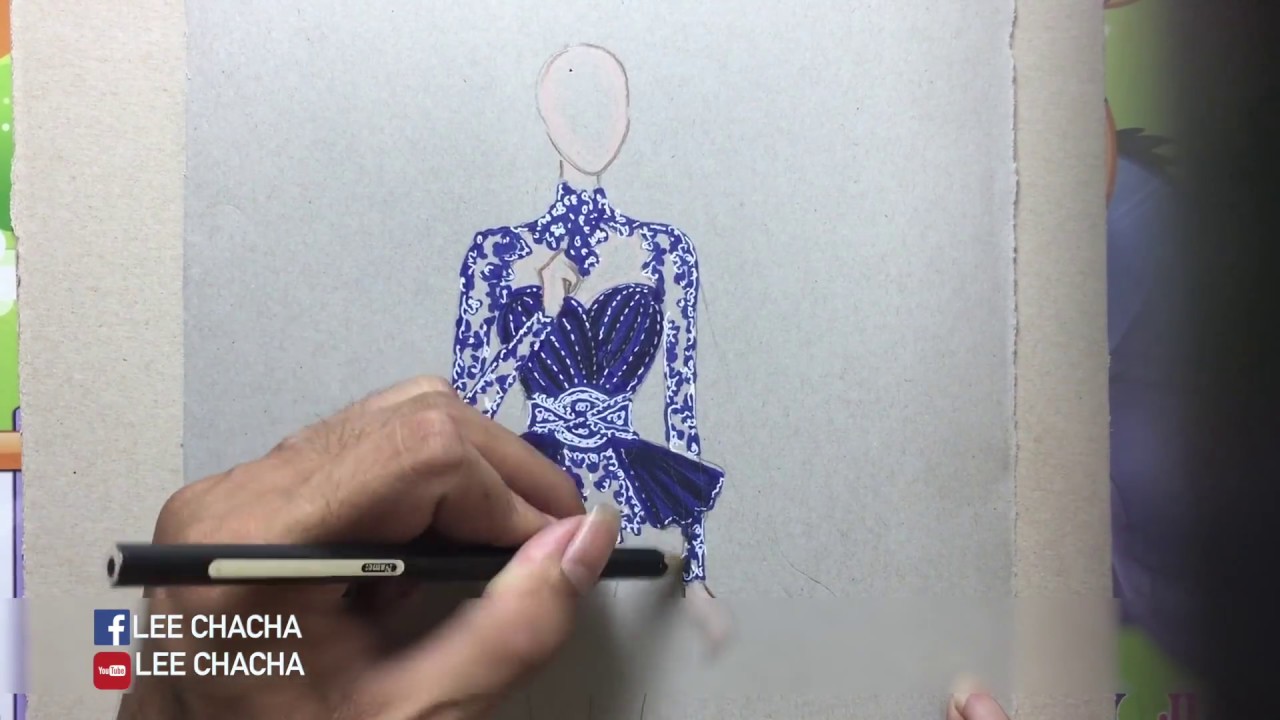 Drawing fashion design cloth purple traditional 