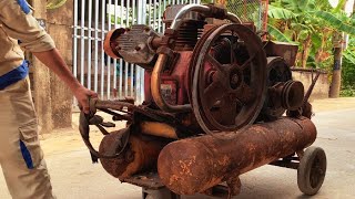 Vintage V3 Air Compressor Engine Head Restoration // Restore Old Giant Air Compressor 5000cc