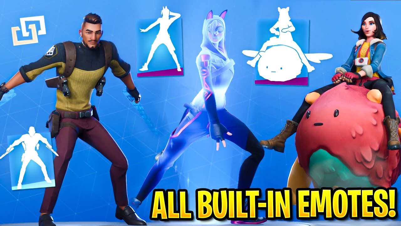 Fortnite All 14 Builtin Emotes.! (Butterfly knife, Spin out and More