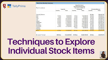 Techniques to Explore Individual Stock Items in TallyPrime (Power of Reporting)