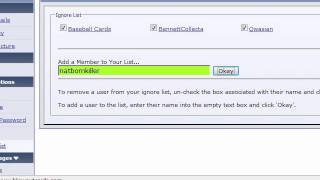 How do you ignore someone on Blowout Cards forums?