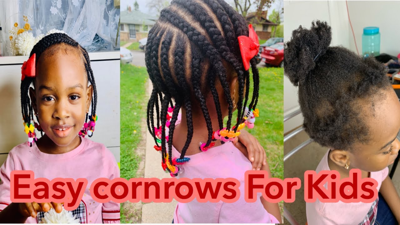 Easy Cornrows For Kids| How to cornrow for Girls - YouTube