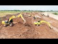 Brilliant!! Huge Excavator Digging Long Canal Best Operator Technique Skills Experience Hard Working