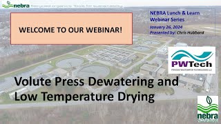 Lunch and Learn About Volute Press Dewatering and Low Temperature Drying