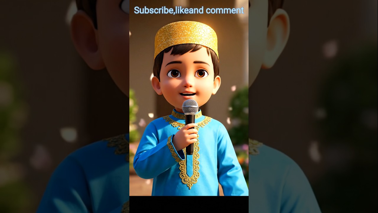 4-Year-Old Baby Reciting Naat on Mic with Group of Young Men | Pixar Realistic 8K Islamic Animation