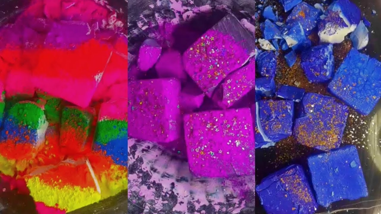 soft dusty DYED gym chalk 🟧💚⬜🟪🟦 ASMR Edits/crispy dyed chalks/soft Gym ...