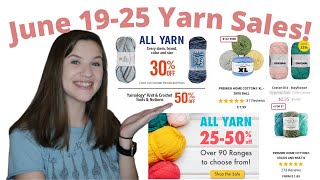 Yarn Sales for Hobby Lobby Joann Hobbii Premier Lion Brand Mary Maxim Annie s June 19-25