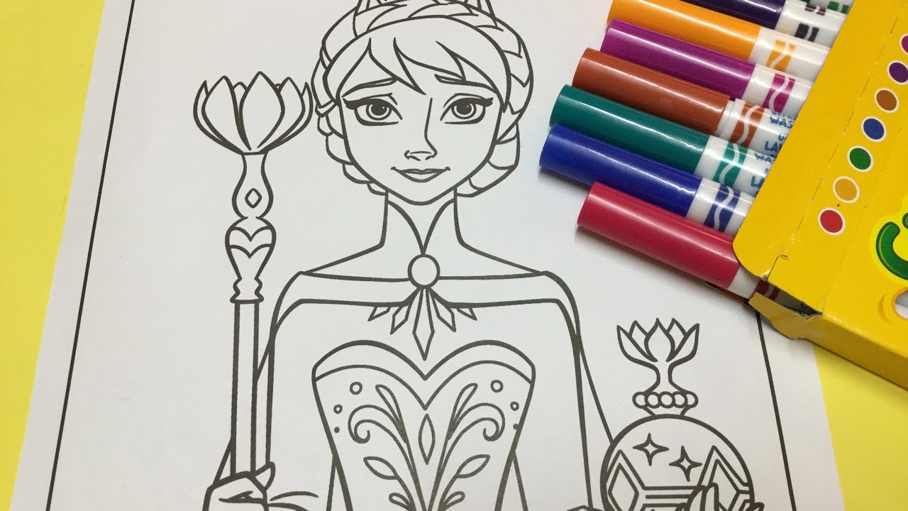 Crayola Color Disney FROZEN Coloring Pages. How to Color Queen Elsa