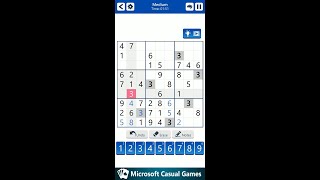 Microsoft Sudoku (by Microsoft Corporation) - free offline puzzle game - Android and iOS - gameplay. screenshot 2