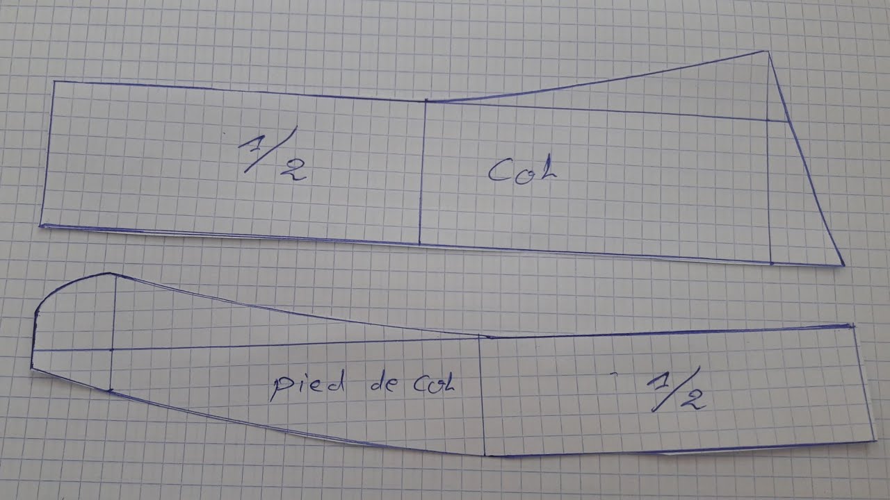 طريقة تفصيل دورة العنق.  Col avec pied de col