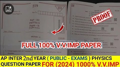 AP Inter second year Physics💯%V.imp public 2024 real | AP Inter 2nd year💯Physics public 2024#apinter