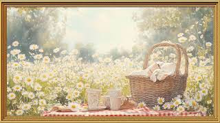 Daisy Field Picnic Painting | Vintage Gold Frame TV Art | 4K Screensaver for TV screenshot 2