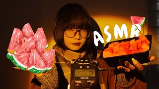 ✨Watermelon ASMR 🍉 | Whisper, Tapping, Ice Sounds & Real Watermelon Smoothie