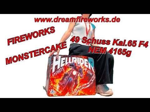 MONSTERCAKE CLE4458 HELLRIDER 49 Schuss Kal.65 F4 NEM 4165g Fireworks - Big Fireworkscake