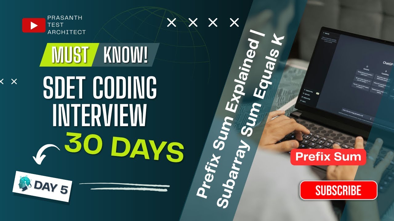 Day 5 Prefix Sum Explained | Subarray Sum Equals K | Java Coding ...
