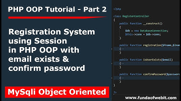 PHP OOP Tutorial 2: Registration System using Session in PHP OOP with email exists, confirm password