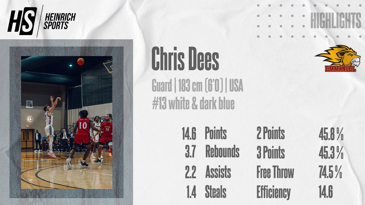 Chris Dees #13 white & dark blue (Emmanuel College Highlights | 2024-2025)